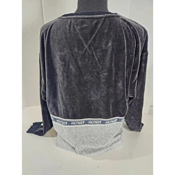 Vintage Tommy Hilfiger Velour Pullover Black & Gray Mens Size Medium - Picture 5 of 7